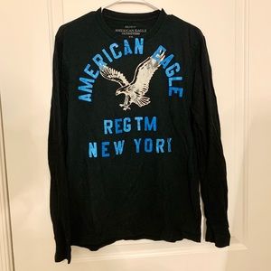 AEO 🦅 Black and Blue Long Sleeve Logo Shirt